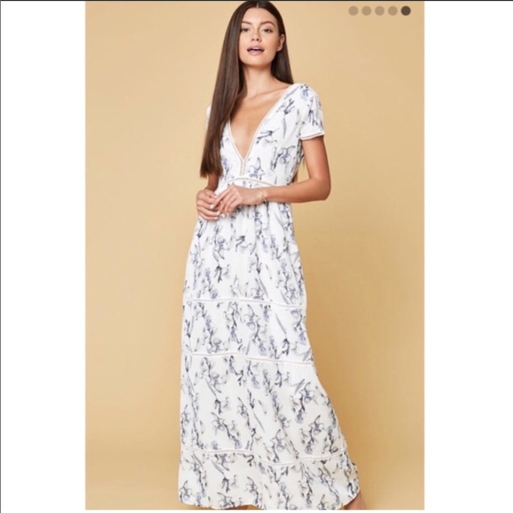 Lucca Lace V Neck Floral Maxi Dress